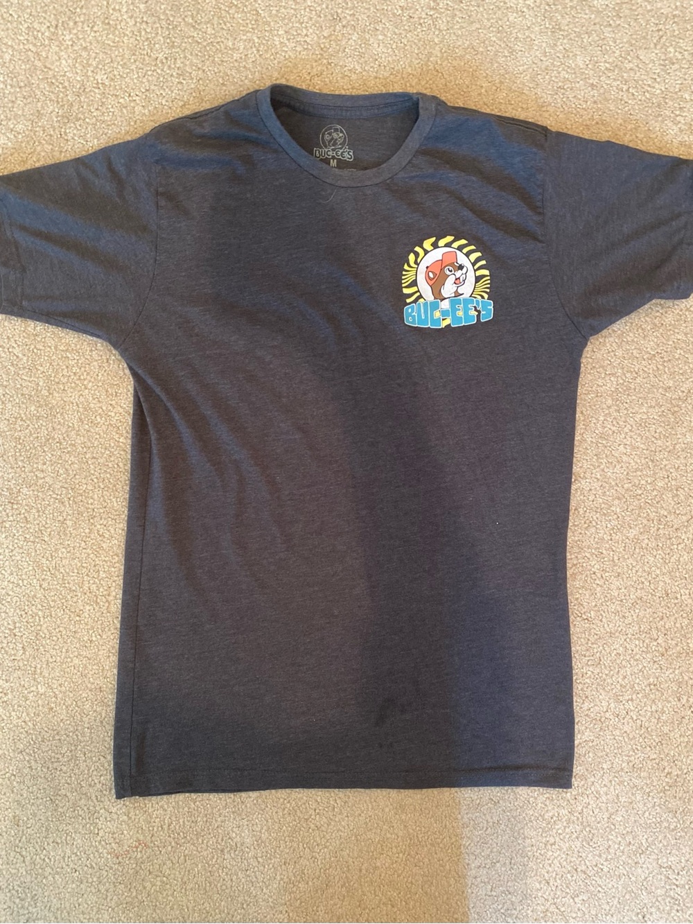 Buc-ee's Men's Double-Sided Beaver Logo Graphic Tee Blue Crew Neck Size M
